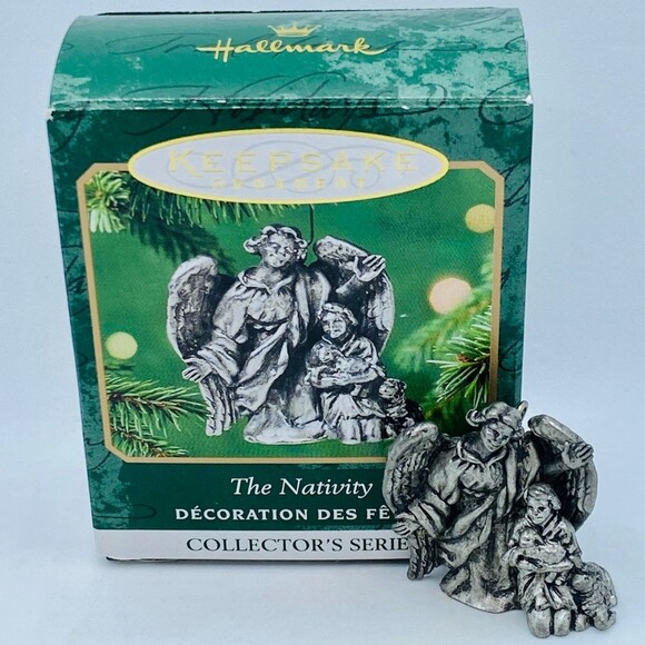 Hallmark Keepsake Ornament Minature The Nativity Pewter Dated 2001 with Box - Picture 1 of 6